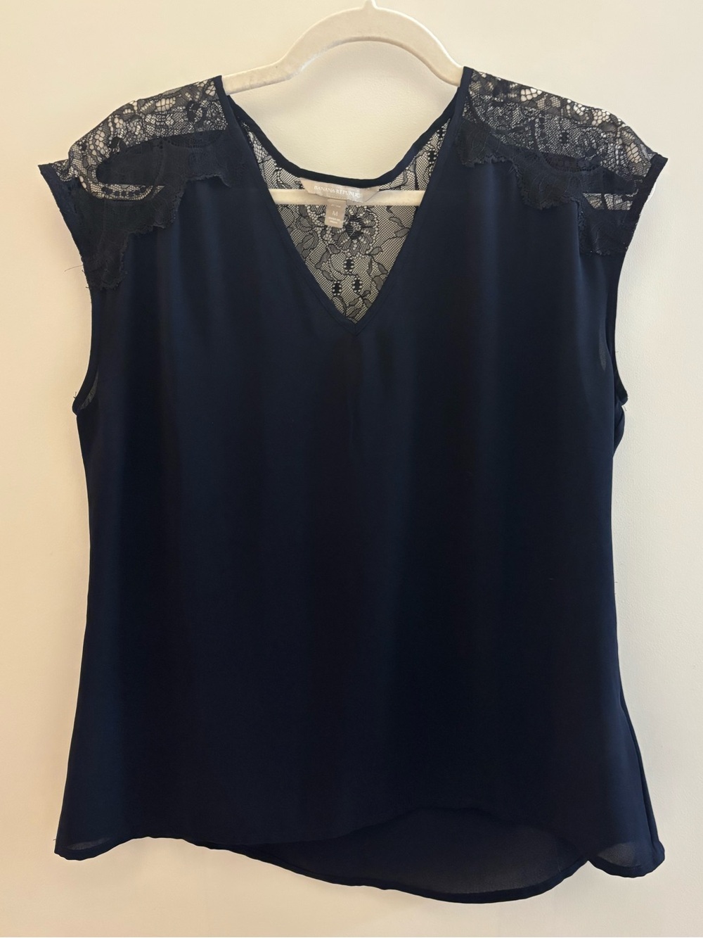 Banana Republic Black Lace Deep V Neck Blouse Top M